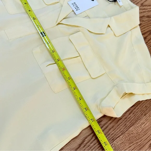 Rose & Olive Pale Yellow Camp-Collar Short Sleeve Blouse - Picture 7 of 7